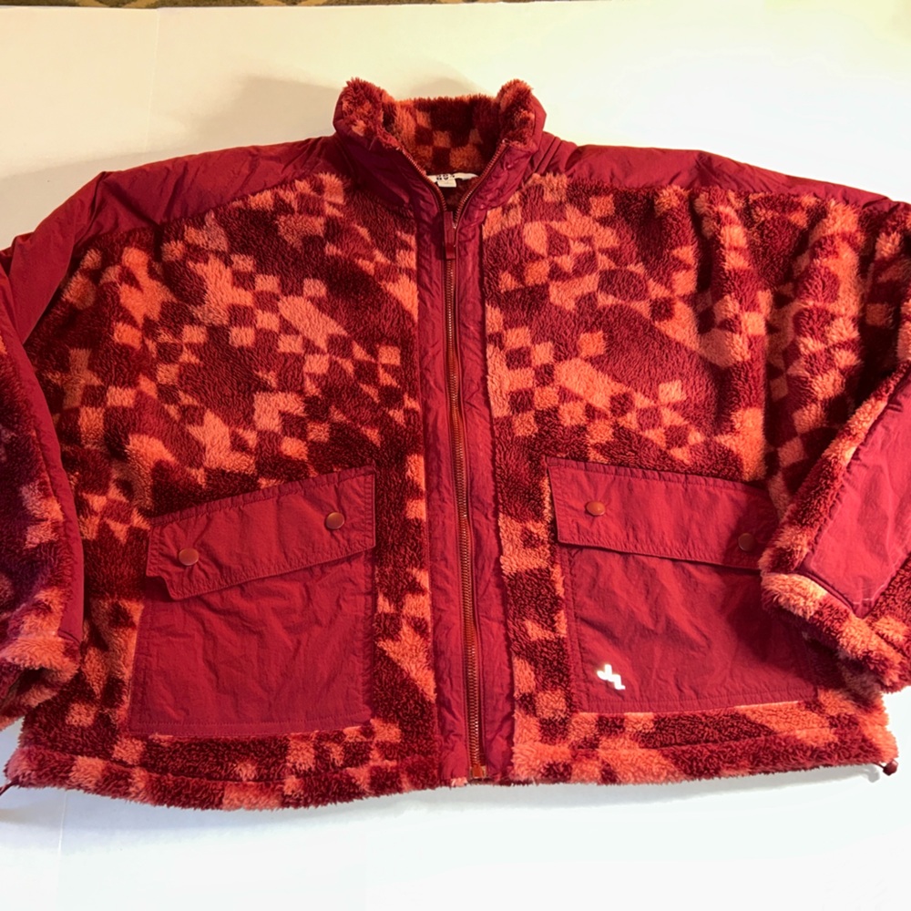 JoyLab/ Red and Orange Sherpa Jacket